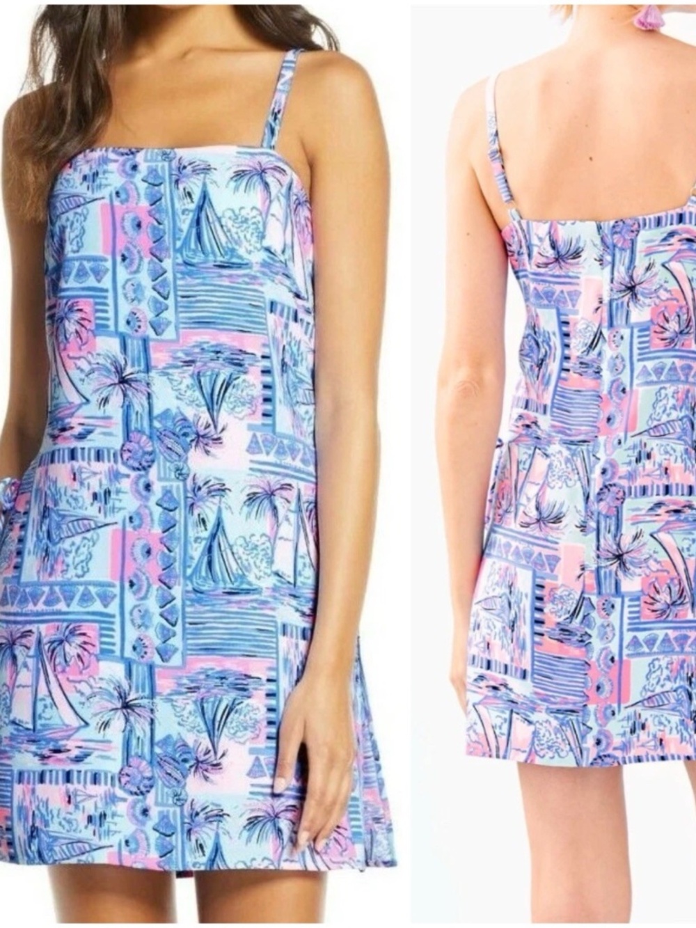 Lilly Pulitzer Women Size 2 Sahar Romper  Whisper Blue Yeah Buoy Floral